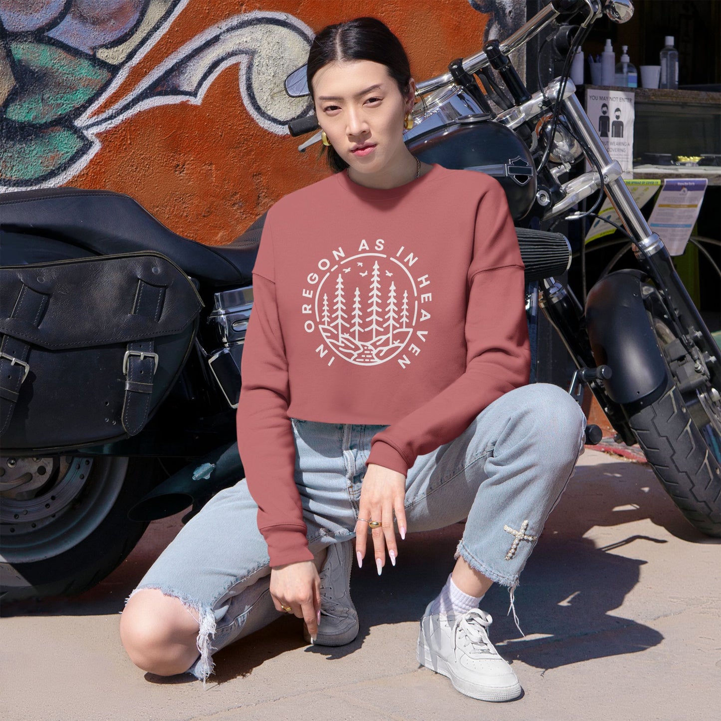 In Oregon as in Heaven Women's Cropped Sweatshirt