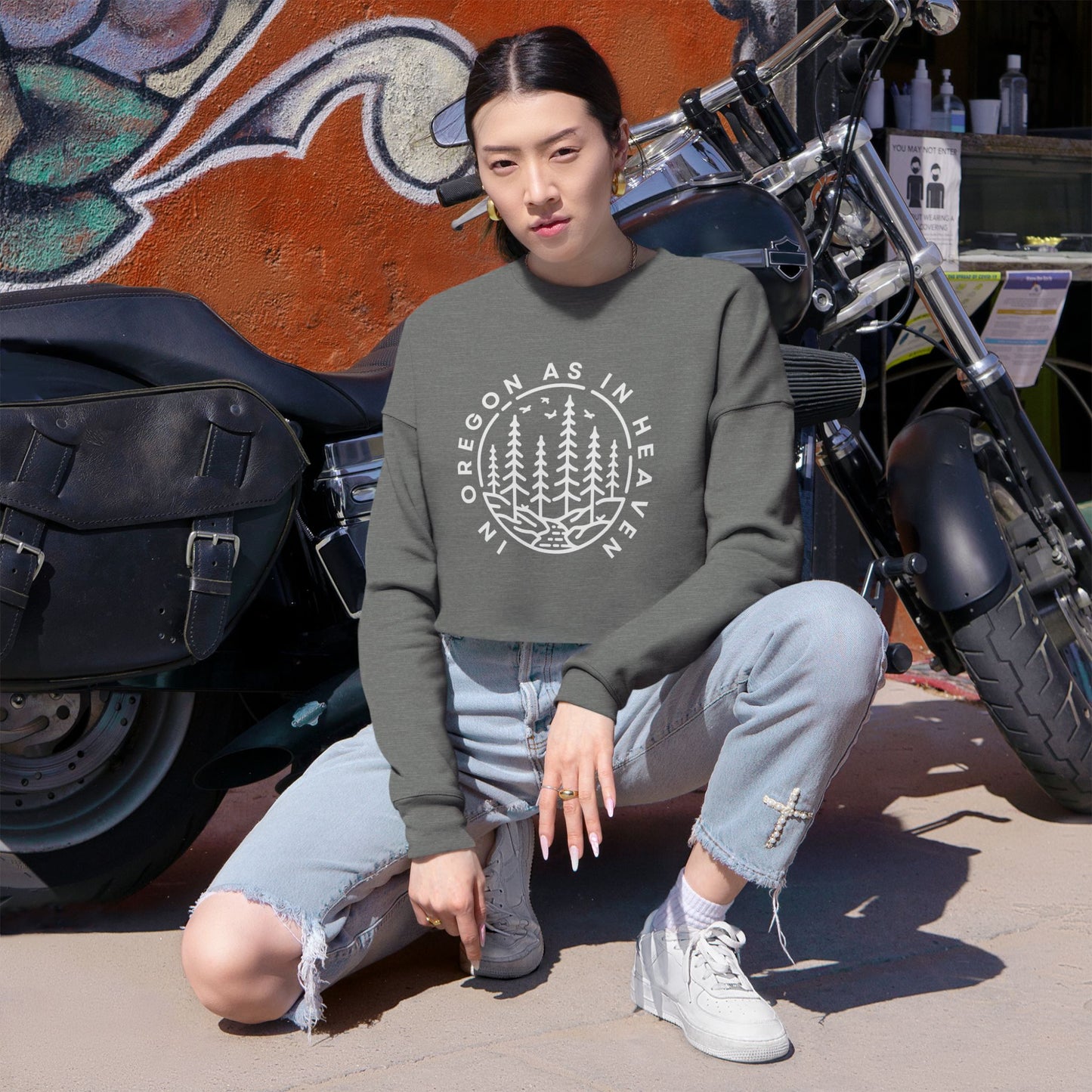 In Oregon as in Heaven Women's Cropped Sweatshirt