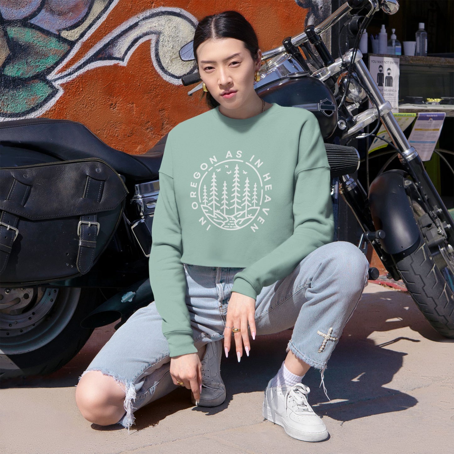 In Oregon as in Heaven Women's Cropped Sweatshirt