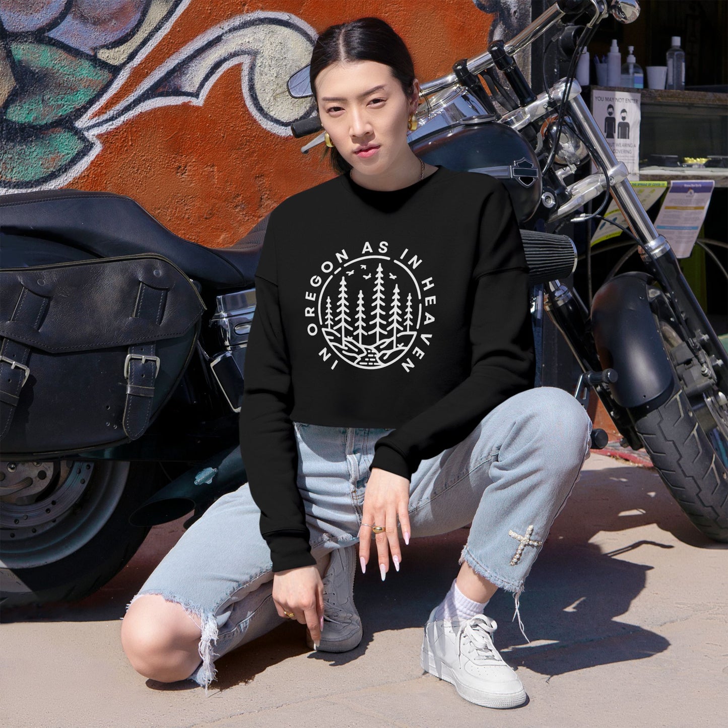 In Oregon as in Heaven Women's Cropped Sweatshirt